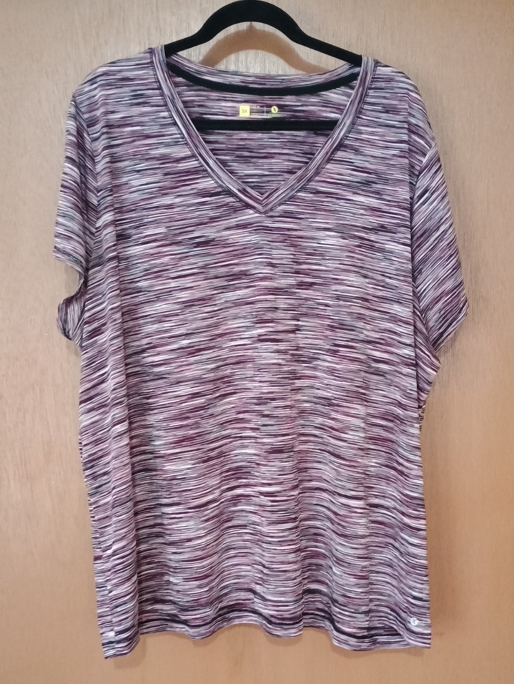 Xersion Short-Sleeve V-Neck Tee in Lavender and White Space-Dye